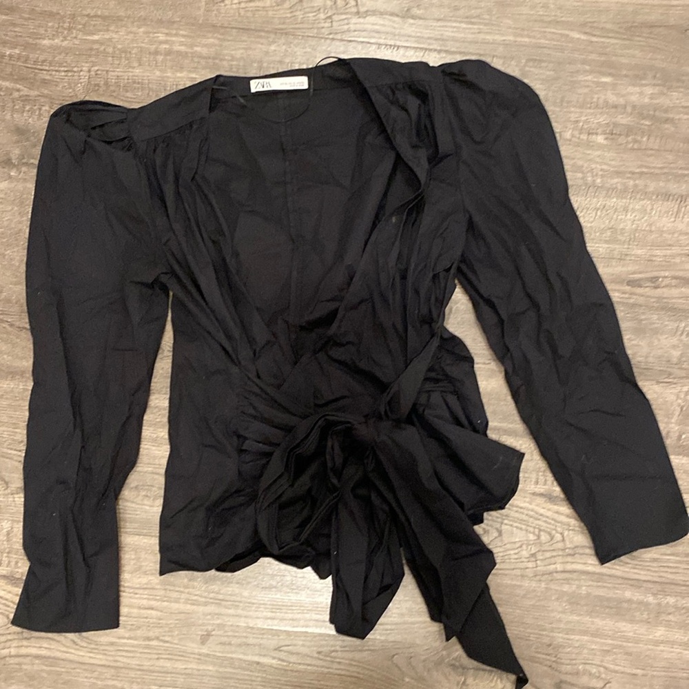 ZARA women’s blouse Long sleeve shirt black Size XL